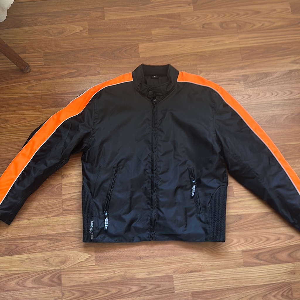 Nexgen Sh0030 Men's 'Racer' Black And Orange Textile Motorcycle Jacket